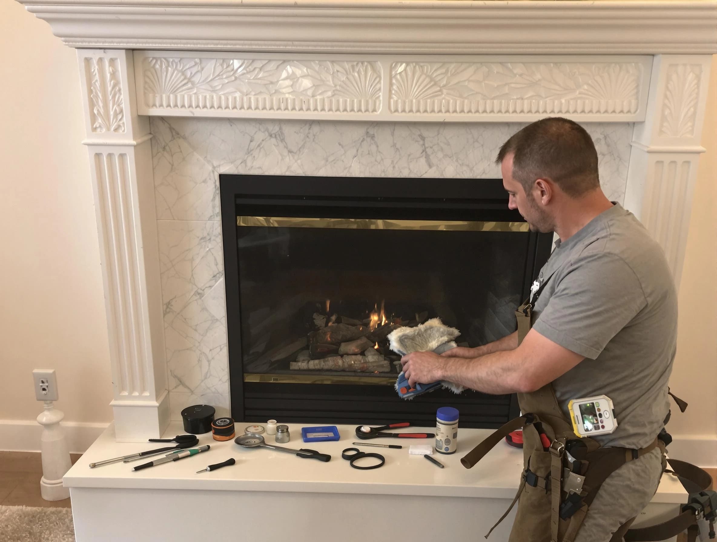 Lake of the Woods Chimney Sweep performing fireplace maintenance in Lake of the Woods, VA