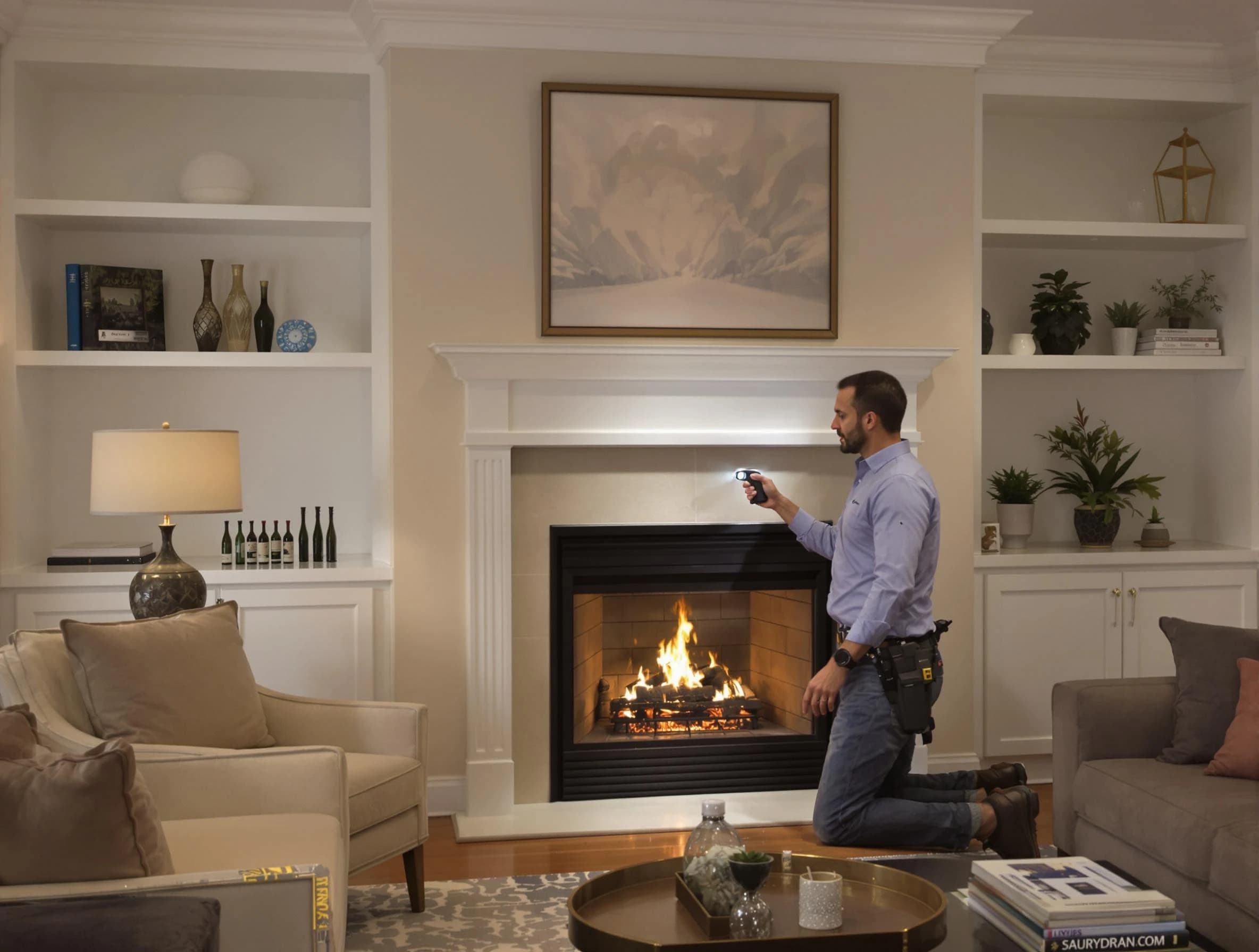 Lake of the Woods Chimney Sweep conducting a fireplace safety inspection in Lake of the Woods, VA