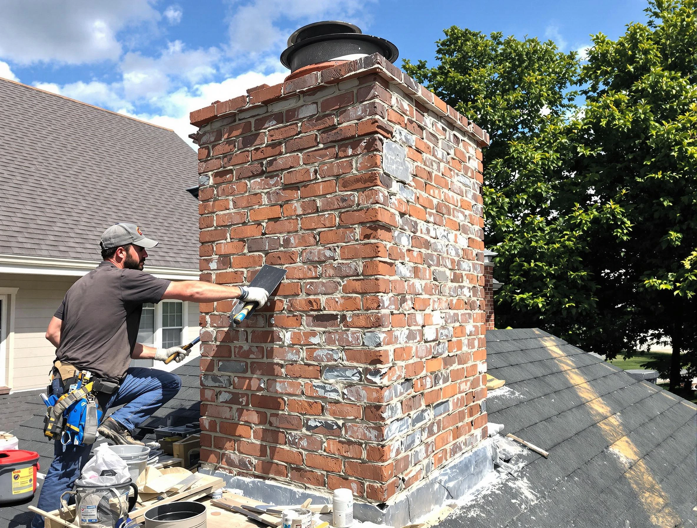 Completed chimney rebuild by Lake of the Woods Chimney Sweep in Lake of the Woods, VA