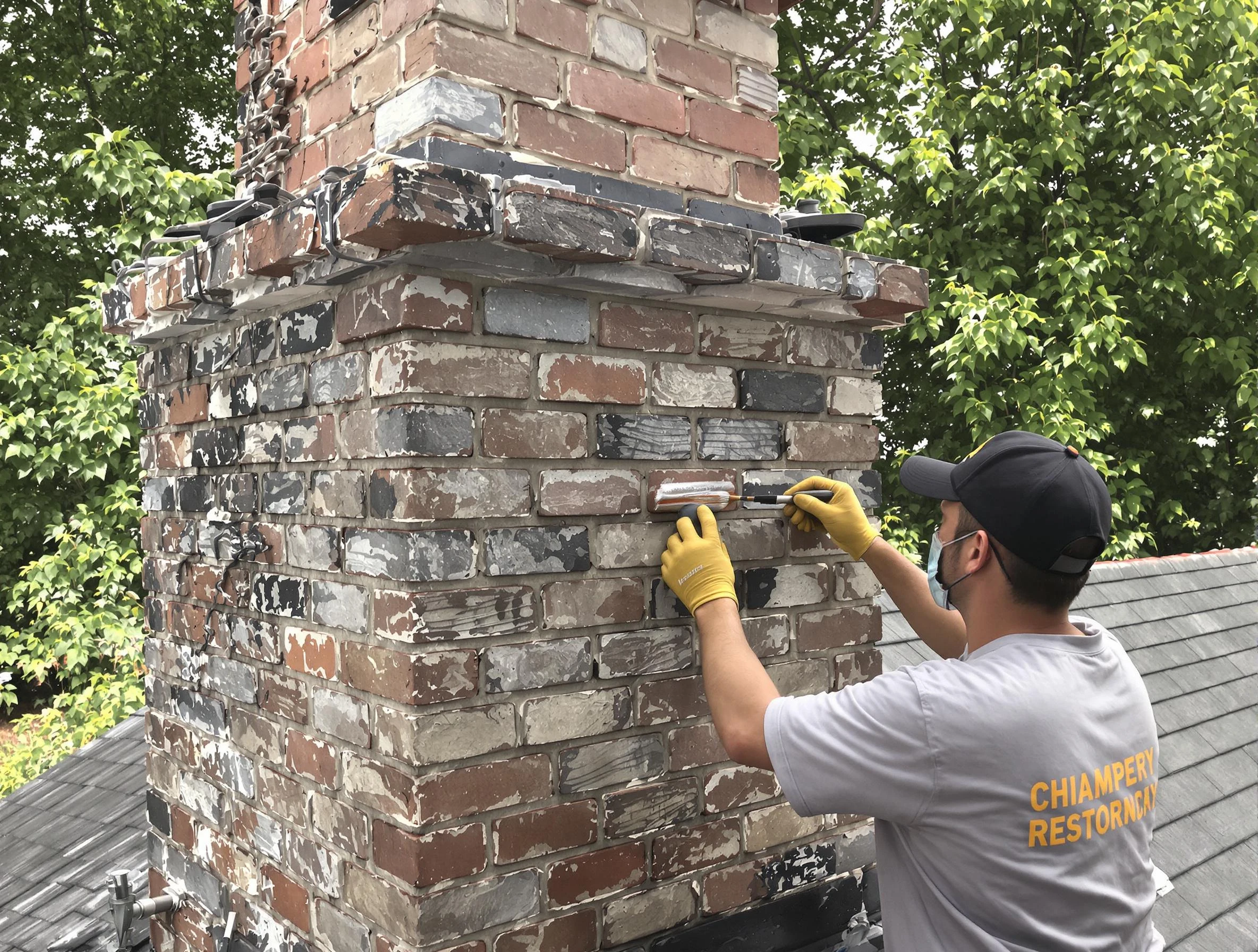In-progress chimney restoration by Lake of the Woods Chimney Sweep in Lake of the Woods, VA